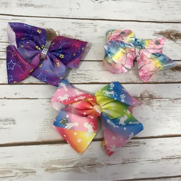 Large Hair Bows Clips JoJo Siwa Set of 3 Unicorn, Celestial, pastel tie dye - Picture 3 of 8